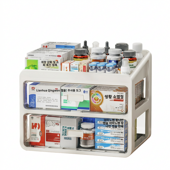 Yodevoe 데스크 오거나이저 사무용품 투명 서랍 칸막이, 1개, 화이트3단2칸