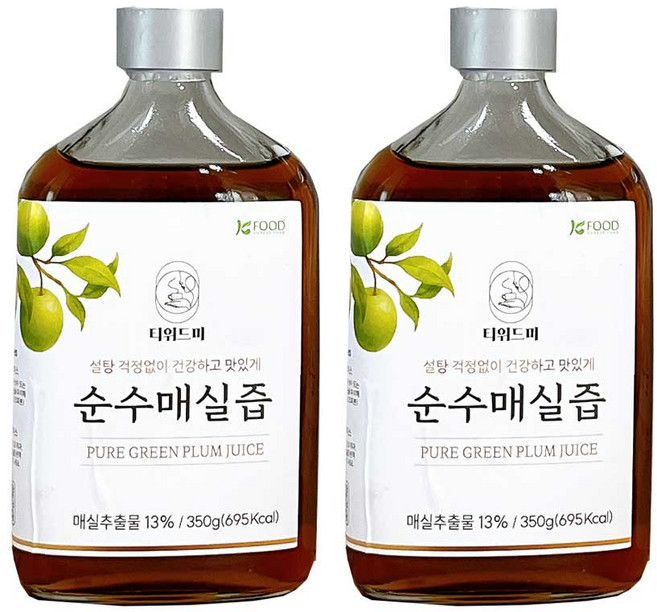 봄나래 저당 무설탕 순수매실즙 매실청, 2개, 350g