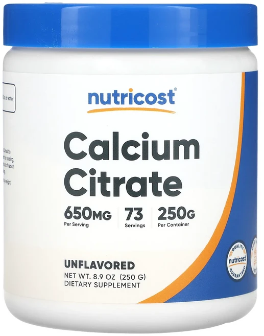 Nutricost 칼슘시트레이트 무맛 250g(8.9oz), Nutricost 칼슘시트레이트 무맛 250g89oz, 250g, 1개 - 쿠팡