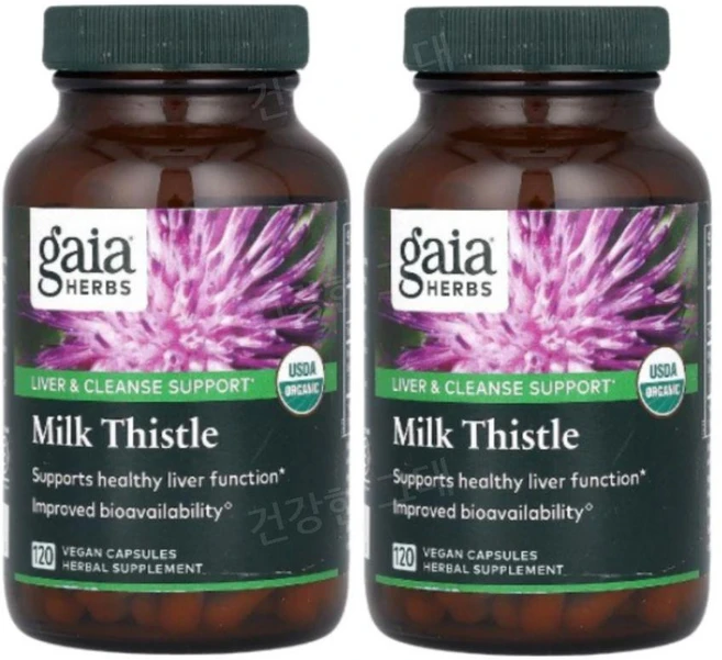 가이아허브스 밀크씨슬 120캡슐 밀크시슬 실리마린 Milk Thistle 2개, 120정 - 쿠팡