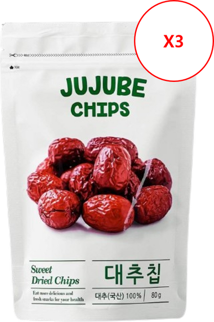 JUJUBE CHIPS 국산 대추칩, 3개, 80g