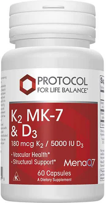 프로토콜포라이프밸런스 K2 MK-7 & D3 180mcg K2 5000lu 캡슐, 1개 - 쿠팡