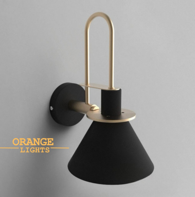 ORANGE LIGHTS 壁燈 工業輕奢風 黑色 金色 樓梯燈 衛浴燈 24cm, 附含E27燈泡12W 6500K白光