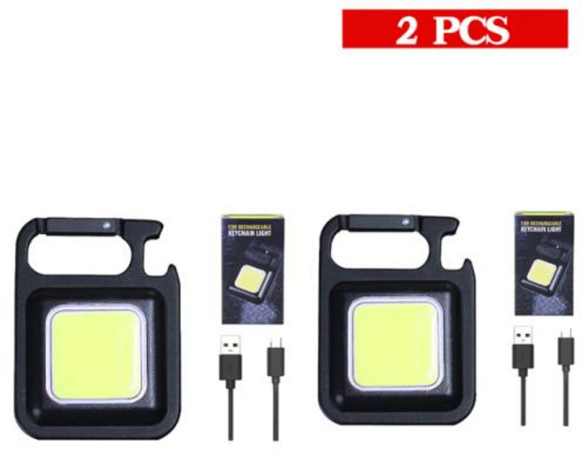 충전식 미니 LED COB 손전등 소형 작업등 휴대용 깜박이 조명 키 체인 라이트 야외 캠핑 코르크 따개, 2 PCS, 2) 2 PCS