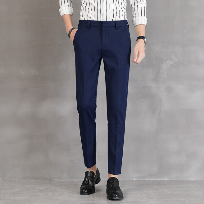 男士休閒修身西裝褲 微彈性 微正式 極簡 韓版 文青風