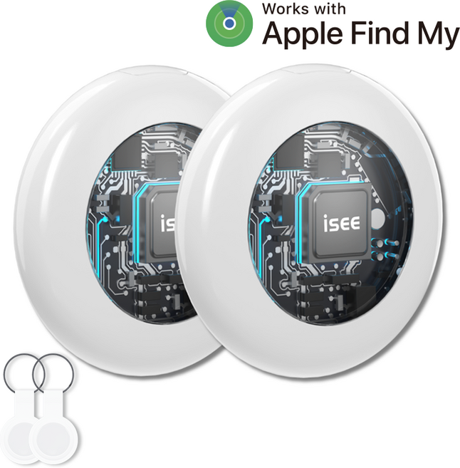 아이시(isee) 애플인증 아이폰 전용 Find My 아이시태그 트래커 스마트태그 미아방지 위치추적기 나의찾기 호환, 2개, 화이트(아이폰전용)