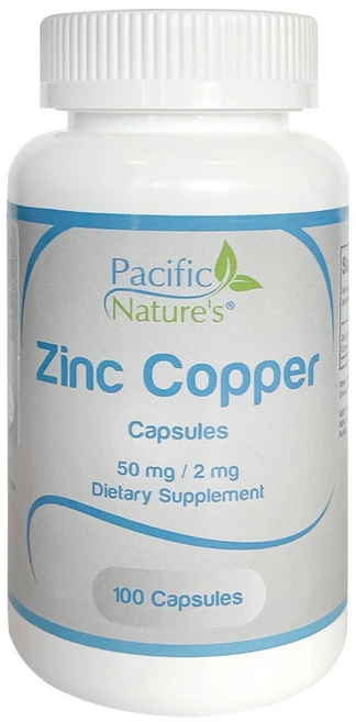 퍼시픽 네이처스 글루콘산 아연 앤 구리 면역기능 고함량 보충제 미국 직수입 100일분, 1박스, 100정 - 쿠팡