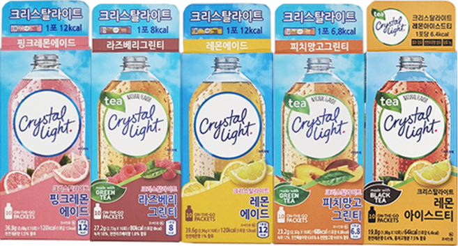 크리스탈라이트 5종선택 라즈베리 레몬 핑크레몬 피치망고 레몬아이스드티 1곽 (10개입), 2.32g, 10개입, 1개