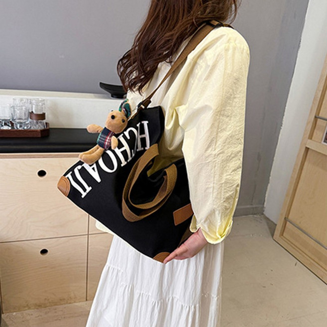 여성 데일리 대용량 캔버스백 패션 캐주얼 숄더백