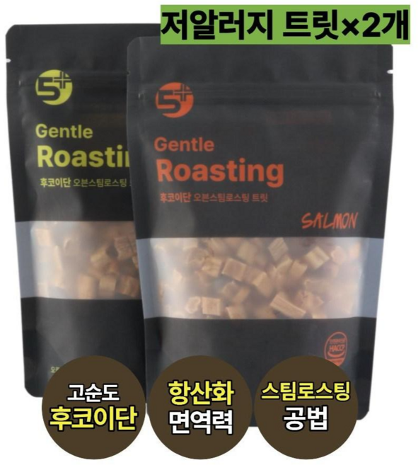 오플 후코이단 강아지 면역력 저알러지 소프트 트릿 2종, 2개, 180g, 연어+오리