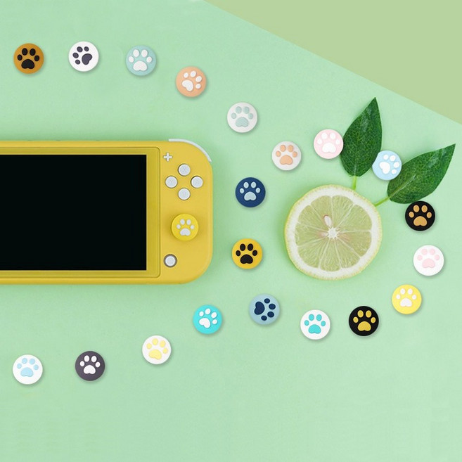 닌텐도 스위치 조이콘 솜사탕 고양이 스틱커버, 퍼플+옐로우, 4개입