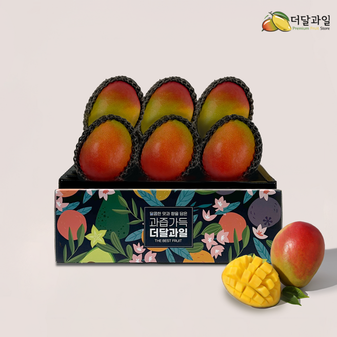 항공수입 페루 켄트 애플망고 프리미엄 열대과일 생과, 1박스, 6입(2~2.4kg 내외)