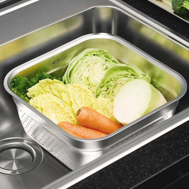 키친아트 스텐 물빠짐 채반 설거지통 8L (2type), 13481-키친아트 사각설거지통8L