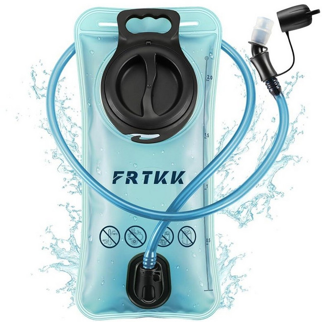 FRTKK 2L/3L 하이드레이션 블래더 하이킹 백팩용 누출 방지 워터 BPA 프리 와이드 오프닝 인체 공학적 모양 물통 러닝 하이킹 사이클링 캠핑용 (블루 - 2L), 블루 - 2L