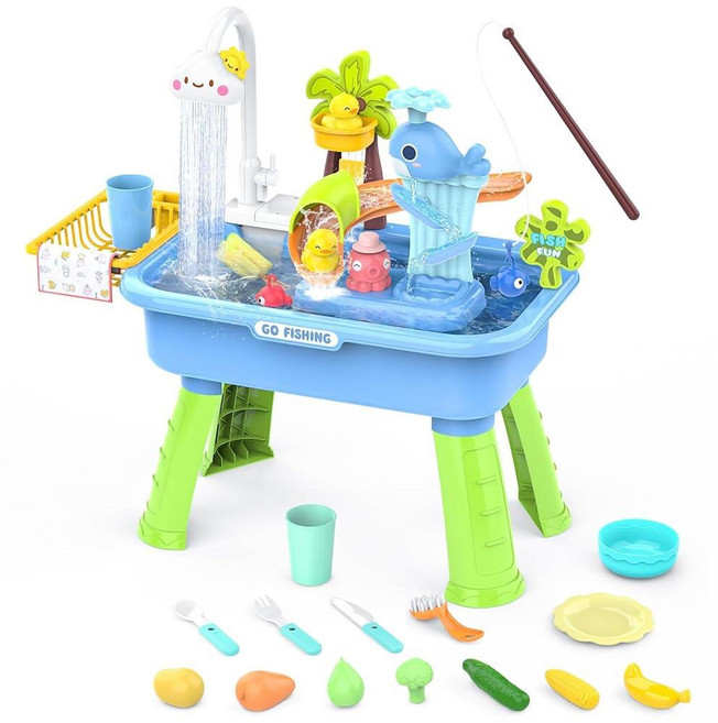 2026 업그레이드형d Water Table for Toddlers 1-3 with Electric Pump Sand and Kids Ages 4-6 Play Sink Ru, 2026 업그레이드형d Water Table for T