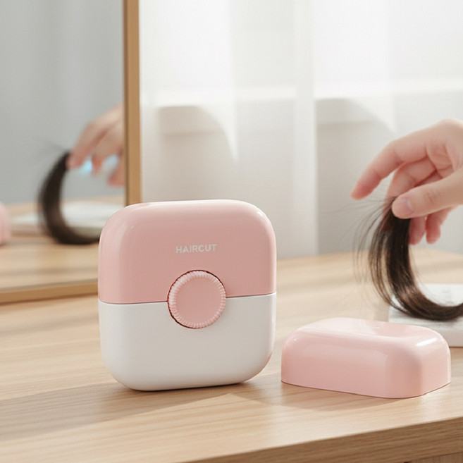 리브온 휴대용 칼날 빗 앞머리 숱정리 셀프 커트 정리빗, 1개, 핑크