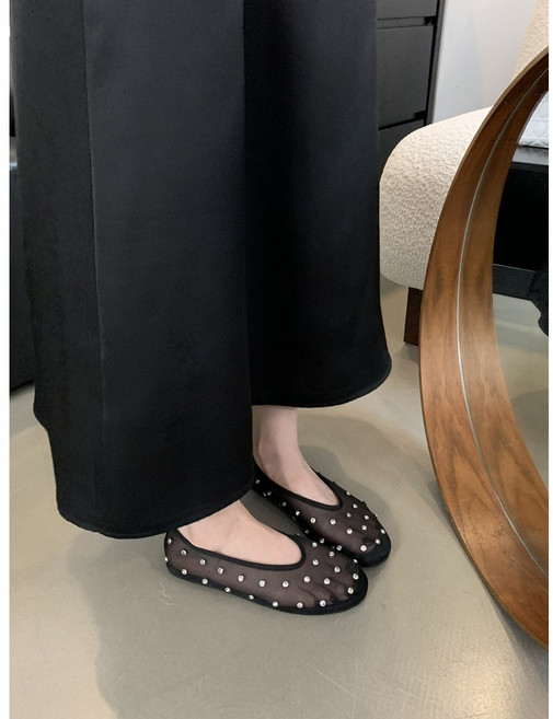 봄여름 여성 망사슈즈 크리스탈 큐빅 플랫 슈즈