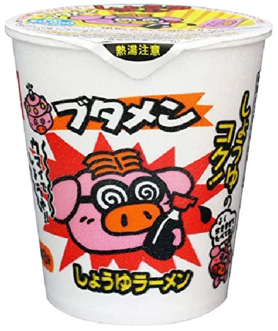 일본 다가시(막과자) 부타멘 간장라멘맛 미니컵라면, 6개묶음, 1개