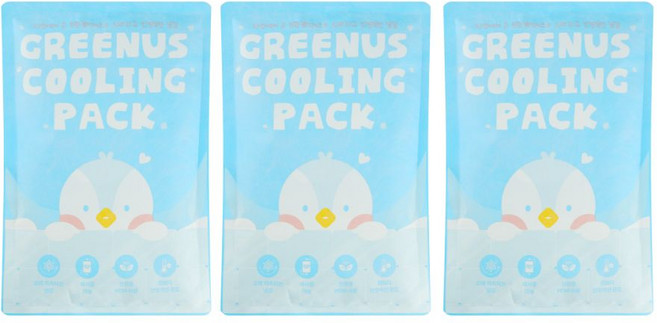 그린어스 쿨링 냉찜질팩 대형 사이즈 20X30 병원용 아이스팩 쿨팩 얼음마시지 국내생산, 3개