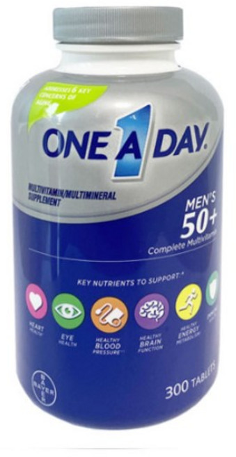 원 어 데이 멀티비타민 50+ 남성용 (유통기한 25년 08월), 1개, 300정