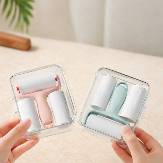 휴대용 미니 돌돌이 먼지 반려 동물 털 제거기 케이스 포함, 2세트