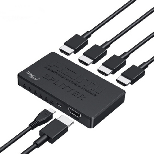 4K 60HZ영상 모니터동시출력장치 HDMI 1:4분배 아답터, 1개