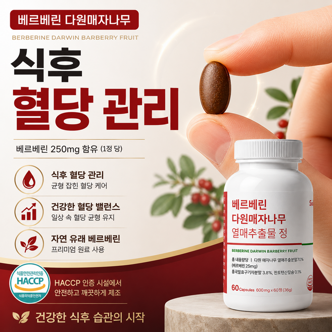 식후 혈당 스파이크 베르베린 혈당 케어 영양제, 2개, 60회분