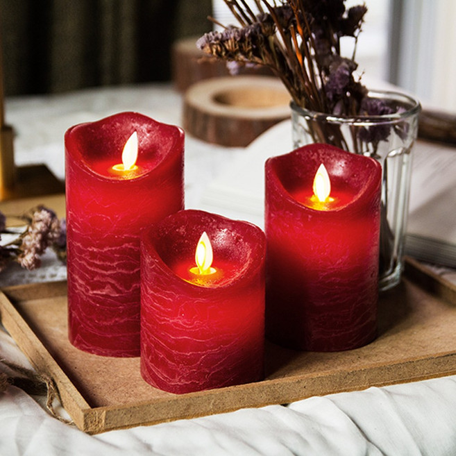 홈띠끄 리얼 LED 캔들 S + 리모콘, 모던레드
