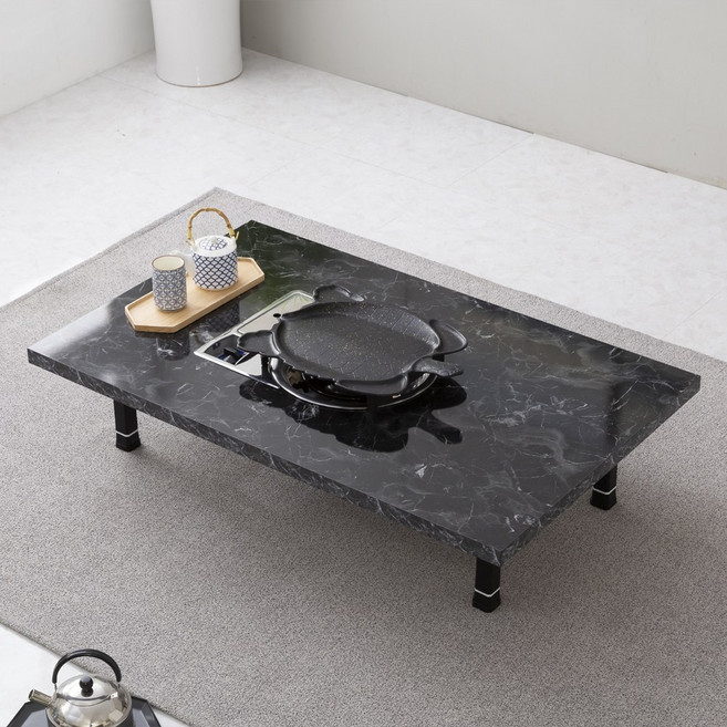 에코베스트 고기불판테이블 거실테이블 밥상 다과상 불판테이블 가정용불판테이블 업소용불판테이블, 대리석블랙