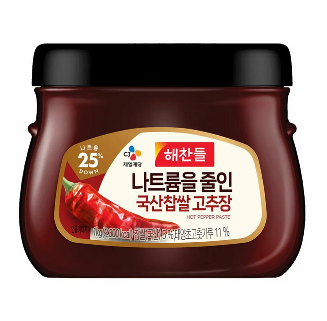 해찬들 나트륨을 줄인 우리찹쌀고추장, 1kg, 3개