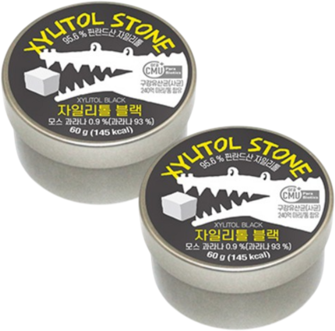 구강유산균함유 자일리톨스톤 블랙, 2개, 60g