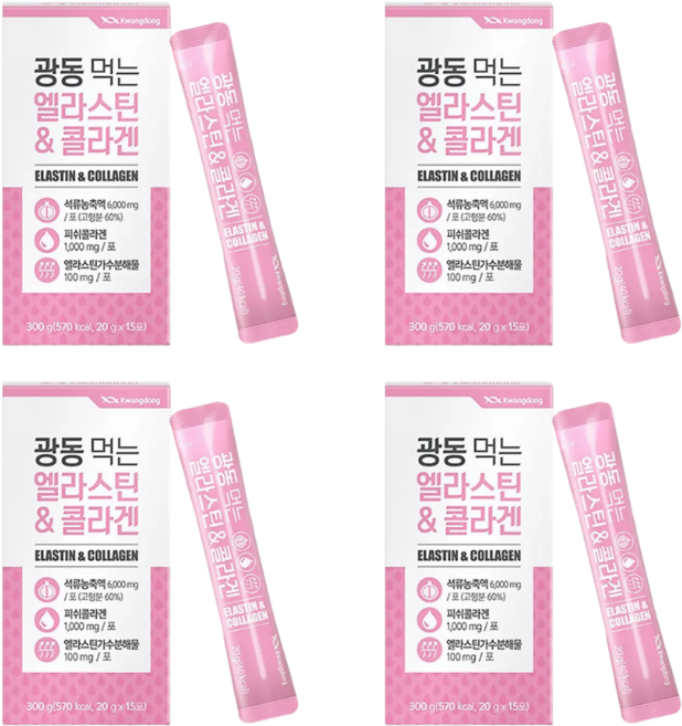 석류농축액 피쉬콜라겐 엘라스틴가수분해물 밀크세라마이드 엘라스틴앤콜라겐광동 15포, 4개