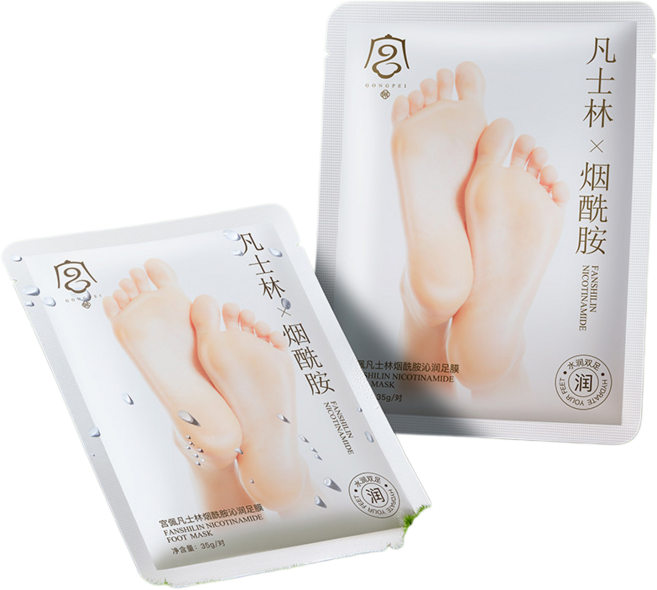 凡士林煙酰胺腳膜套 深層滋潤補水保濕足膜 防裂去角質死皮嫩白足部護理 35g, 2組, 足膜2袋*4只,35g 凡士林【煙酰胺足膜】, 2入