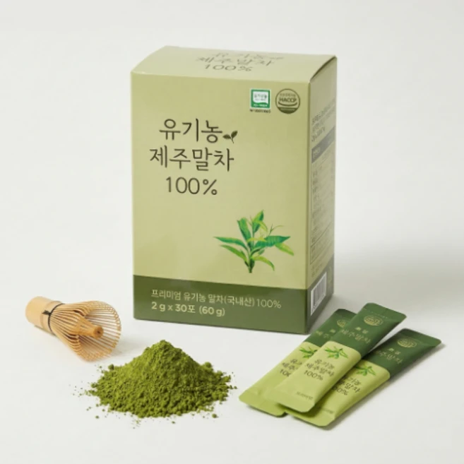 유기농 제주 말차 유기가루녹차 100%, 1개, 30개입, 60g - 쿠팡