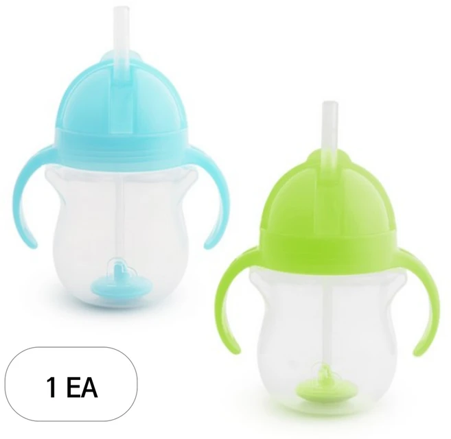 먼치킨 손잡이 추 빨대컵 2종 세트 207ml, 1세트, 블루+그린 - 쿠팡