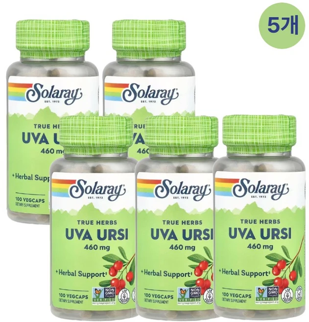솔라레이 우바우르시 True Herbs Uva Ursi 460mg 베지캡슐, 5개, 100정 - 쿠팡
