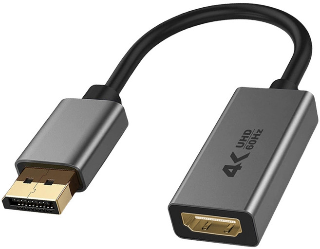 모니터 TV 프로젝터용 골드 플레이트 커넥터가 있는 DP-HDMI 4K 비디오 어댑터, 4K60Hz, 1개