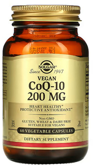솔가 식물성 코엔자임 Q10 200mg 60 식물성 베지 캡슐 카네카 유비퀴논 함유 글루텐 밀 및 유제품 무첨가 비건 코큐텐 CoQ11, 1개, 60정