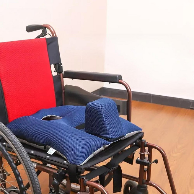 휠체어 미끄럼방지쿠션 두꺼운 고정시트 통기성 노인 시트 욕창방지, 블루