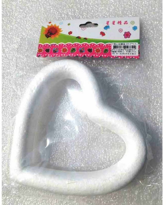 枕頭山 愛心五角星手工藝保麗龍球填充物禮物包裝材料組，聖誕生日裝飾, 空桃心-5.5" (9086-2), 白, 1套