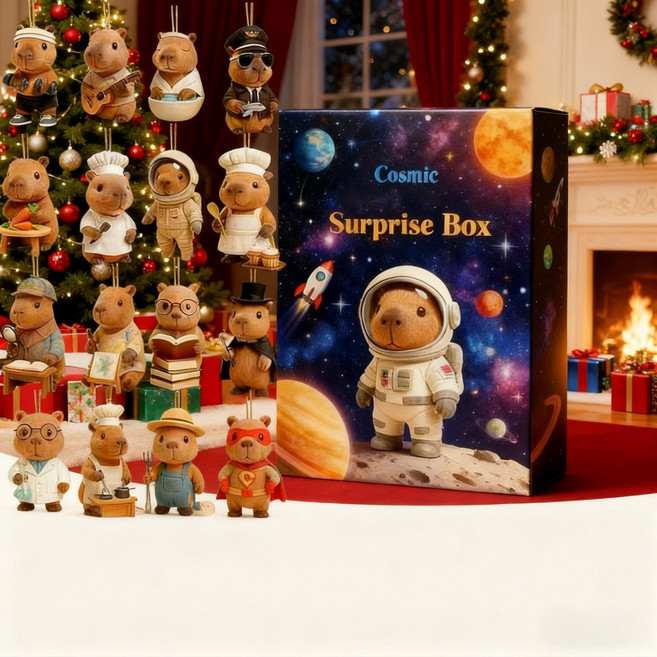 크리스마스 어드벤트 캘린더 달력 미니 카피바라 키링 장식, 1개, 퍼플