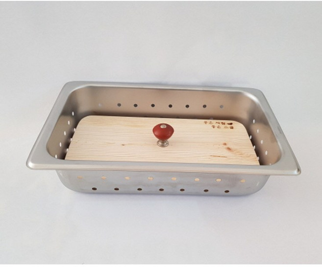 가정용두부틀. 스텐레스 두부틀 (2모용)+원목누름판.치즈틀.그릭요거트틀, 낮은형, 1개