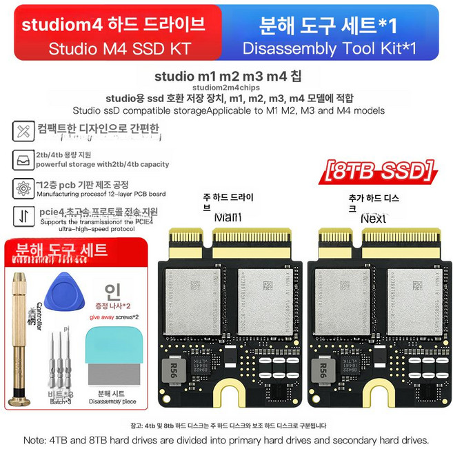 M4 맥미니 확장형 모니터 거치대 베사마운트 데스크탑, 맥스튜디오 M4Max SSD 8T, 1TB