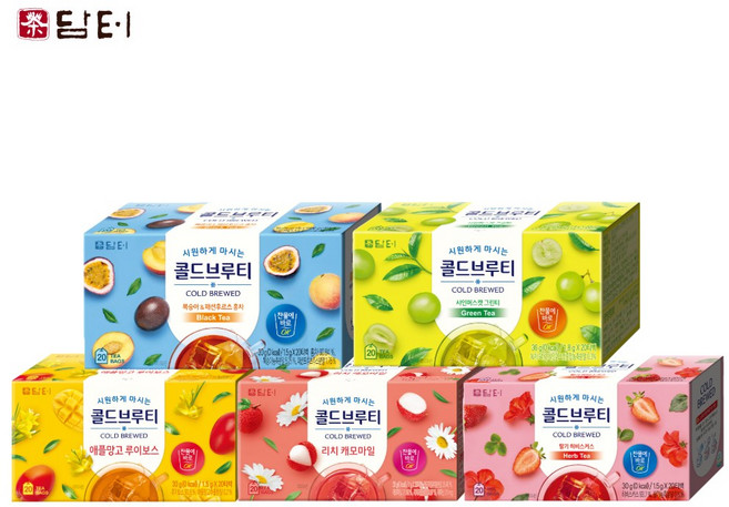 담터 콜드브루티 딸기+리치+패션후르츠+샤인머스캣+애플망고 5종, 1세트, 100개입, 1.5g