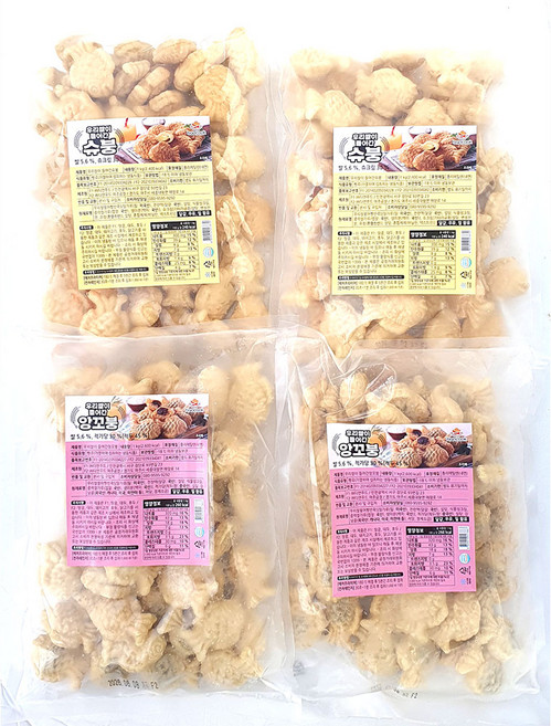 새마원 냉동 미니붕어빵 (슈크림1kg+단팥1kg) 우리쌀 들어간 꼬마 한입 추억 붕어빵, 1kg, 4개