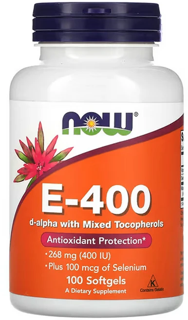 나우푸드 혼합 토코페롤을 함유한 E-400 D-Alpha 268 mg (400 IU) 100소프트젤, 1개, 100정 - 쿠팡