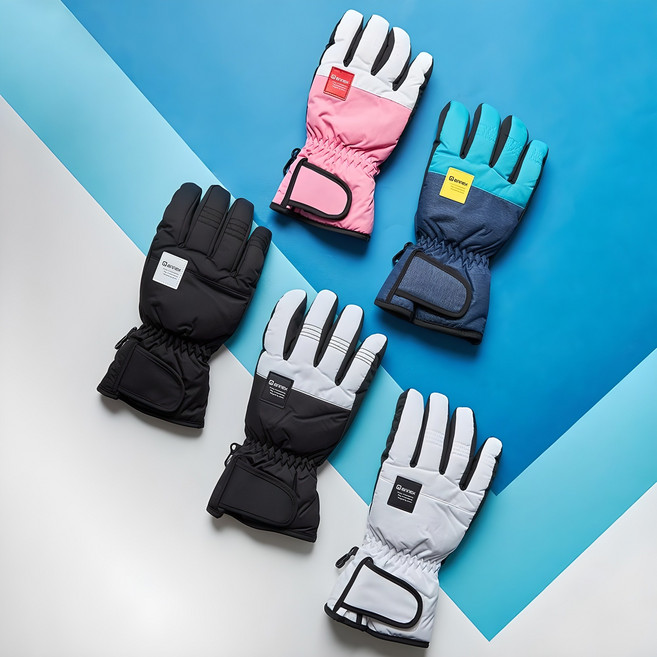 아넥스 스키장갑 스노우보드 아동 어린이 주니어 성인 방수 방한, 블랙화이트, 1개