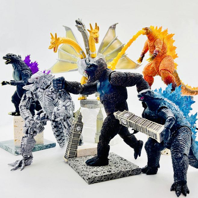 고질라 피규어 신고질라 네카 콩 메카 버닝 액션 뉴엠파이어 킹기도라 vs 킹콩 고릴라, 14 : 퍼플 고질라 피규어, 1개