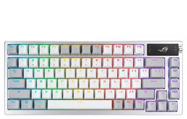 ASUS ROG Azoth Wireless Mechanical Gaming Keyboard – 75% TKL Tri-Mode Connectivity Hot Swappable, ASUS ROG Azoth Wireless Mechan, White