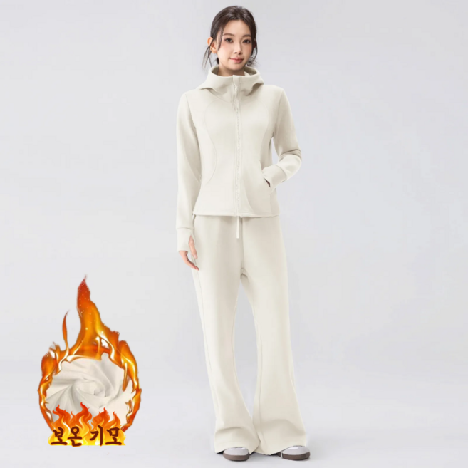 스멜모리 여성용 양면 후드 집업 트레이닝 상하세트